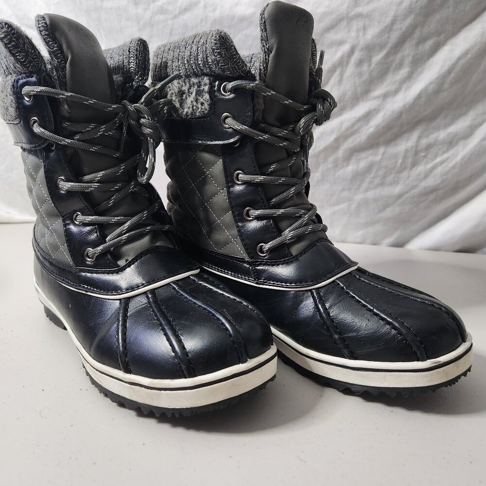 Dream Pairs Women's Insulated Duck Boots - Size 8 - Black/Gray, Water Resistant